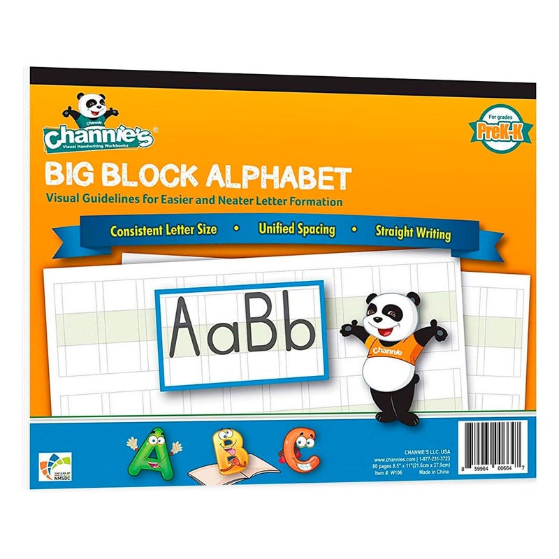 Channie's Big Block Alphabet Blank Worksheets Pre k-1st 80 pages Perfect for Teaching & Practicing Alphabets 8.5" x 11", After School & Homeschool Learning Supplies - Image 1